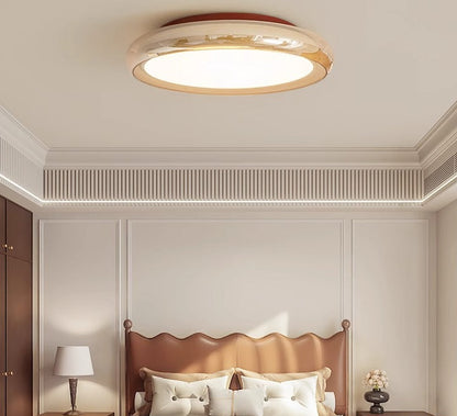 Amber Glass Round LED Ceiling Light
