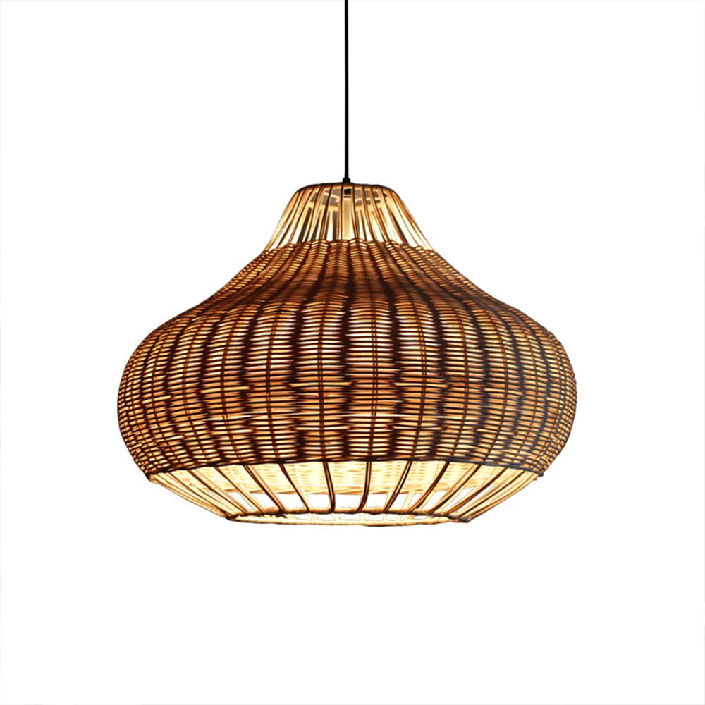 Hand-Woven Rattan Wicker Chandelier