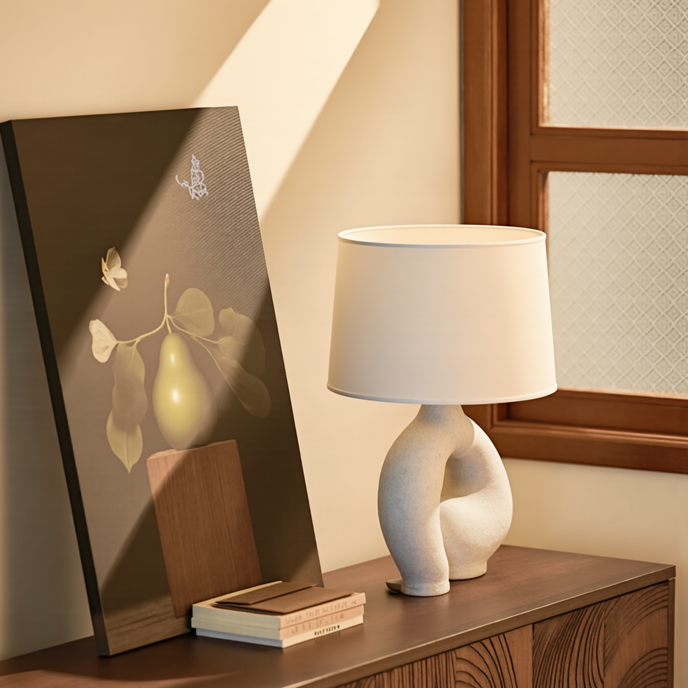 Biomorphic Textured Ceramic Table Lamp