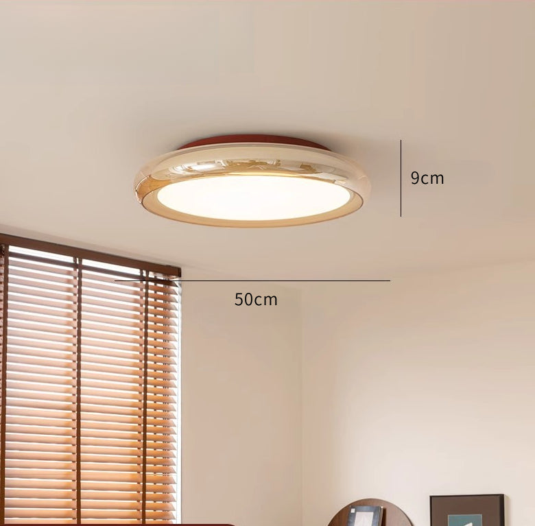 Amber Glass Round LED Ceiling Light