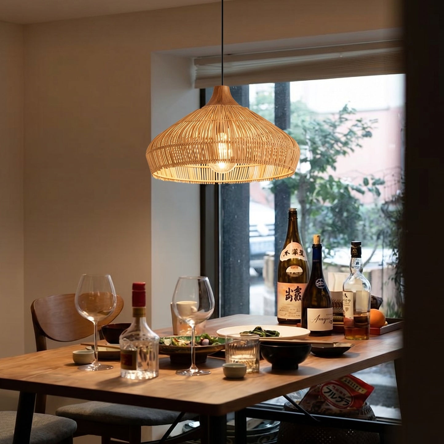 Hand-Woven Rattan Coastal Dome Lamp