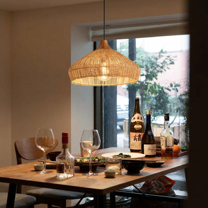 Hand-Woven Rattan Coastal Dome Lamp