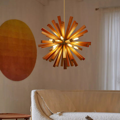 Solid Wood Starburst Chandelier