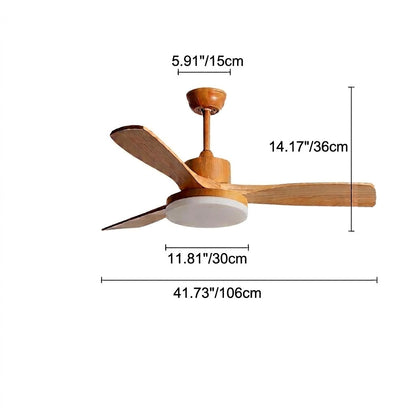 Natural Wood Finish LED Ceiling Fan