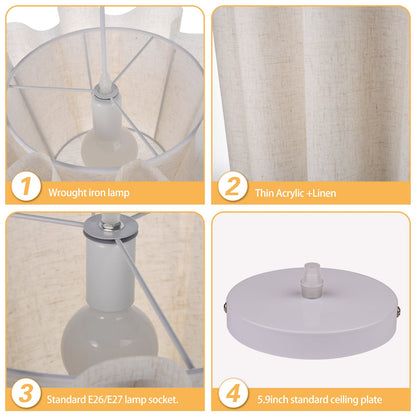 Wavy Ruffled Linen Drum Pendant