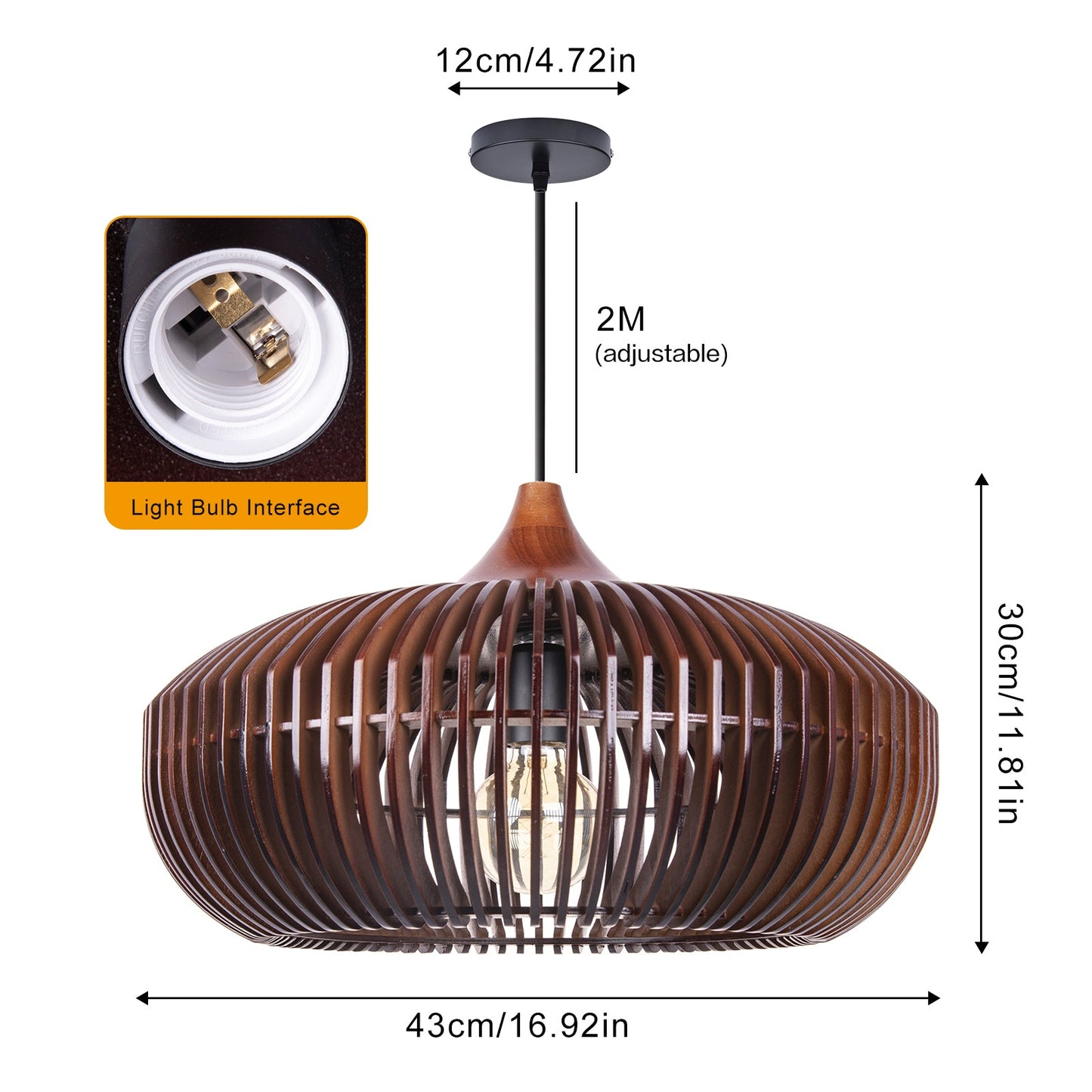 Slatted Wood Pumpkin Pendant Light