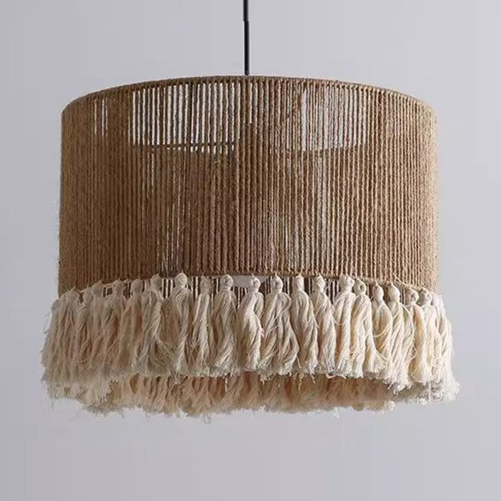 Jute Rope Fringe Tassel Pendant Light