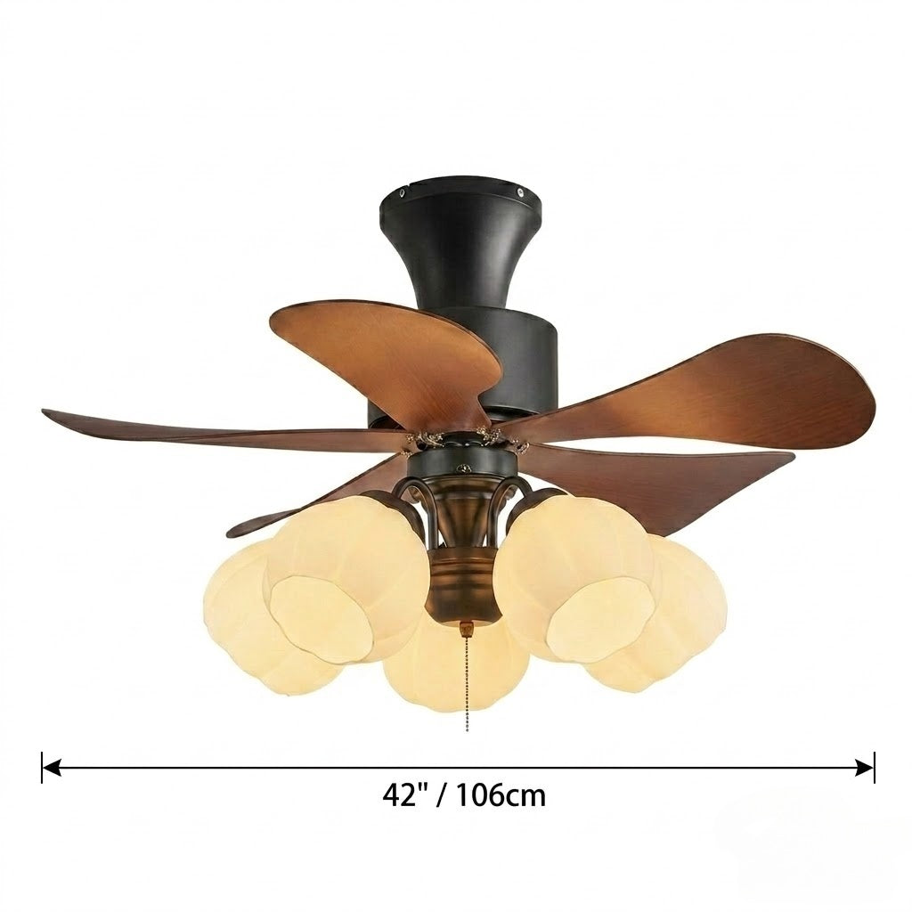Nordic Flower Glass Shade Ceiling Fan