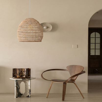 Hand-Woven Rattan Dome Pendant