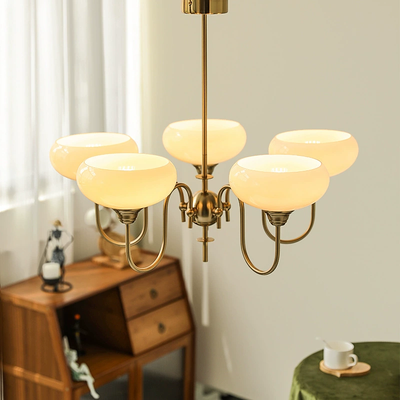 French Retro Gooseneck Globe Chandelier