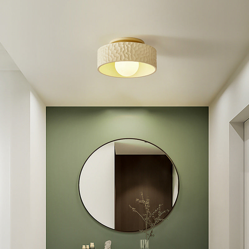 Cream Circular Hallway Ceiling Lamp