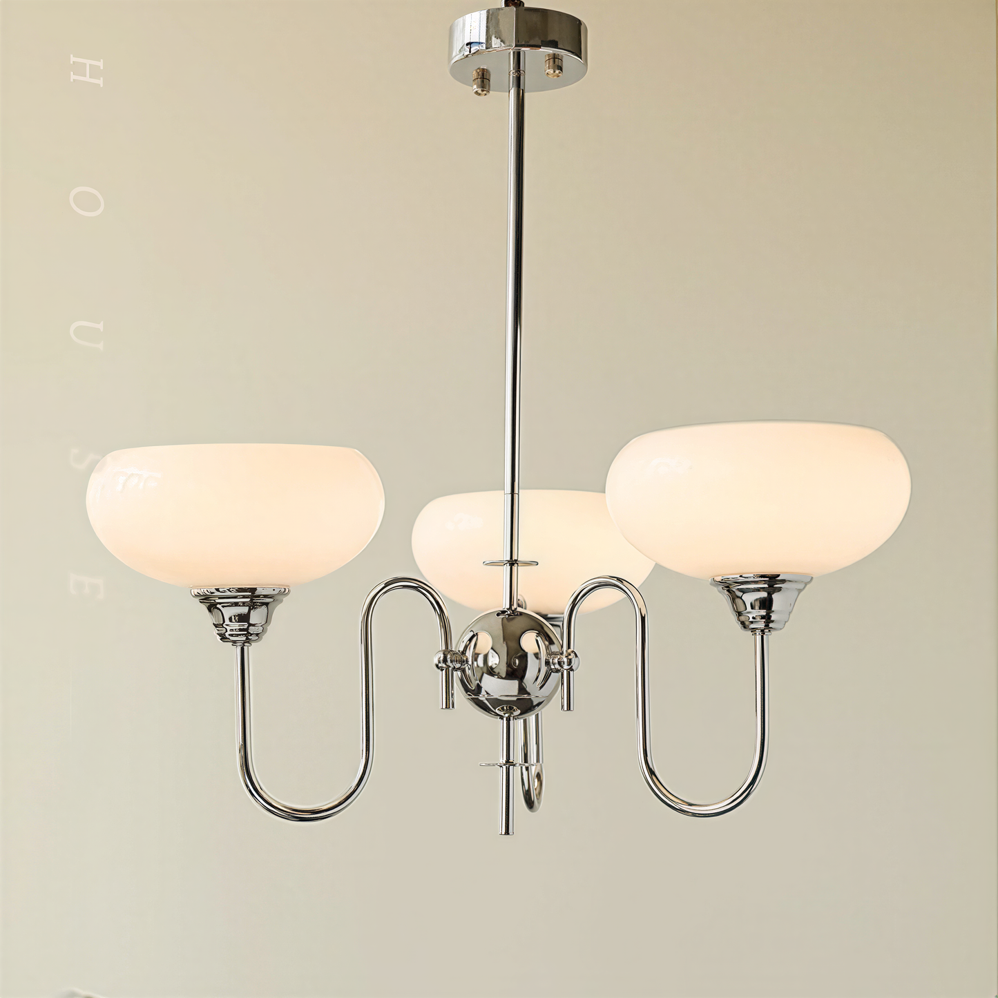 French Retro Gooseneck Globe Chandelier