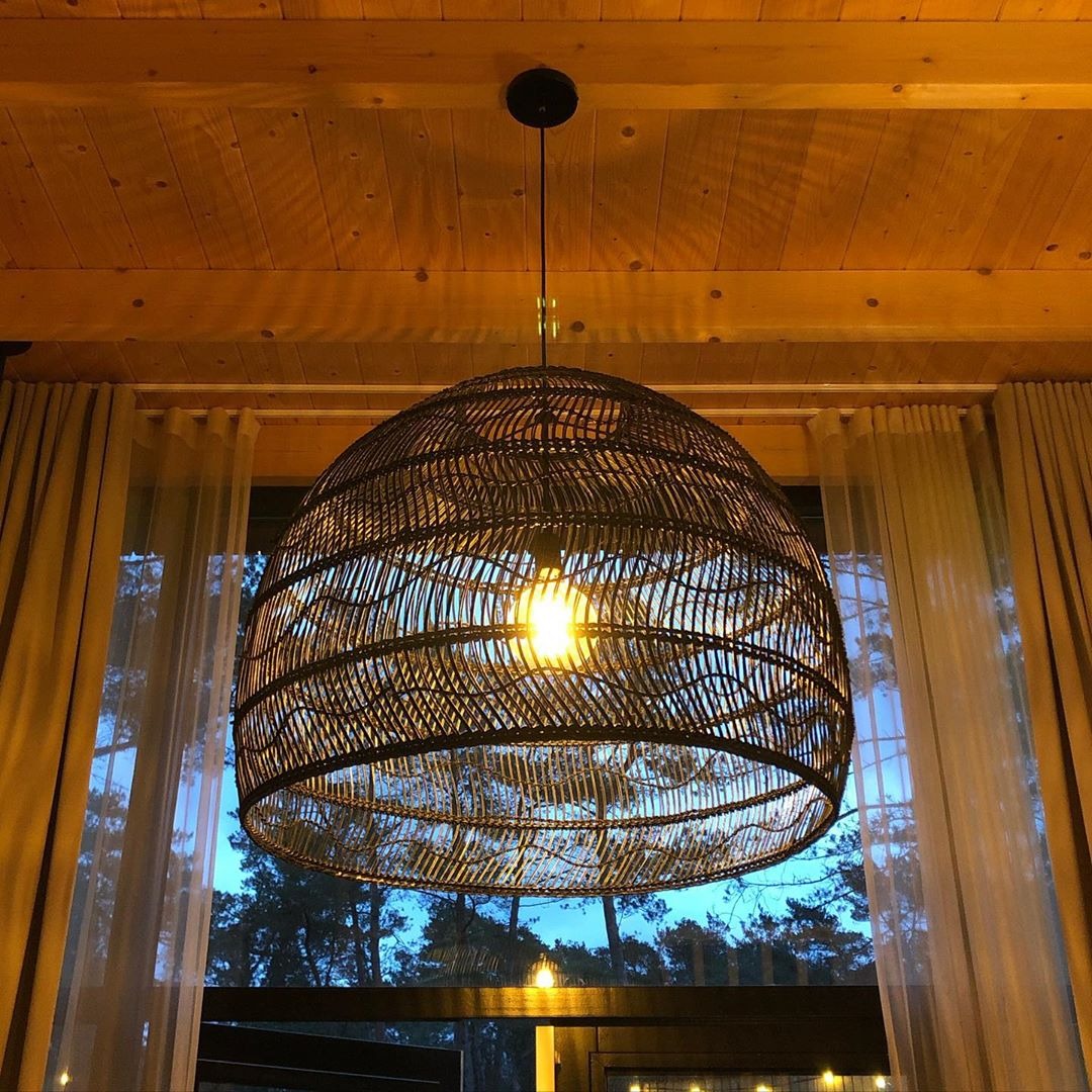 Hand-Woven Rattan Dome Pendant