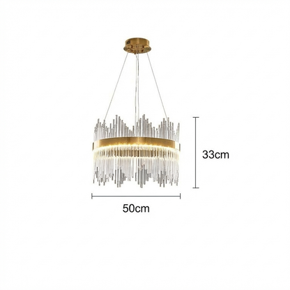 Crystal Wave Chandelier in Brushed Gold