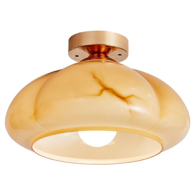 Amber Glass Flower Ceiling Lamp
