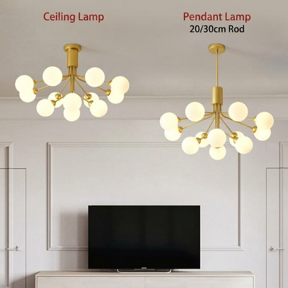 Gold Branching Globe Chandelier