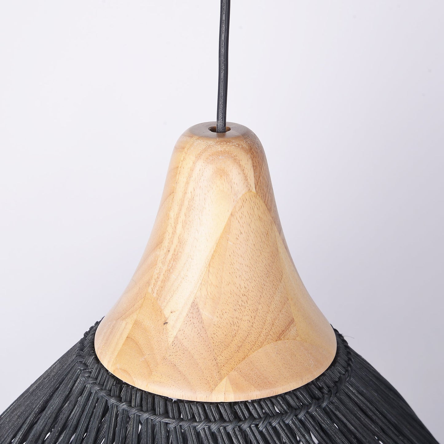Matte Black Rattan Teardrop Pendant