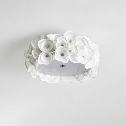 White Hydrangea Metal Ceiling Lamp