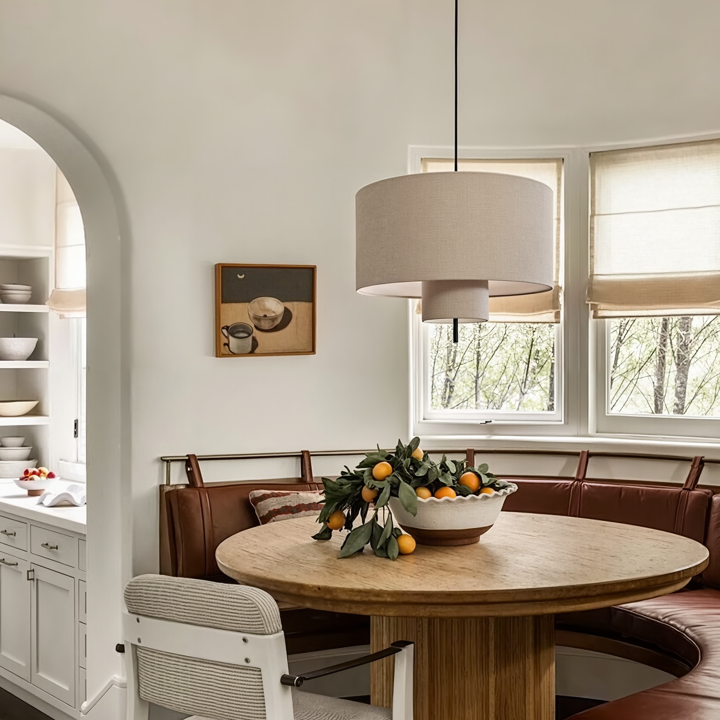 Nested Linen Drum Pendant Light