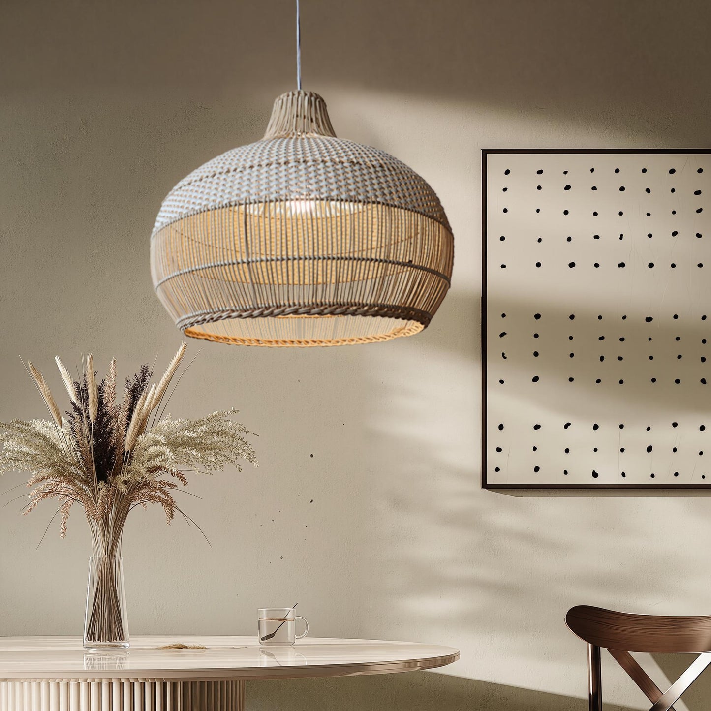 Open-Weave Rattan Island Pendant