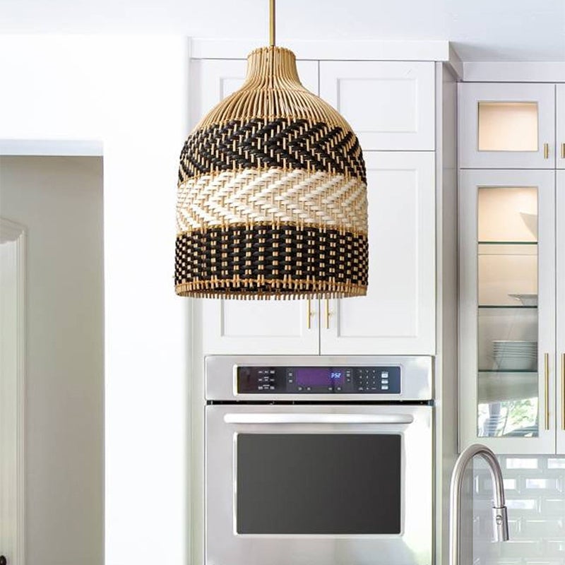 Tall Rattan Woven Light Fixture