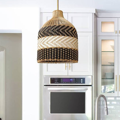 Tall Rattan Woven Light Fixture