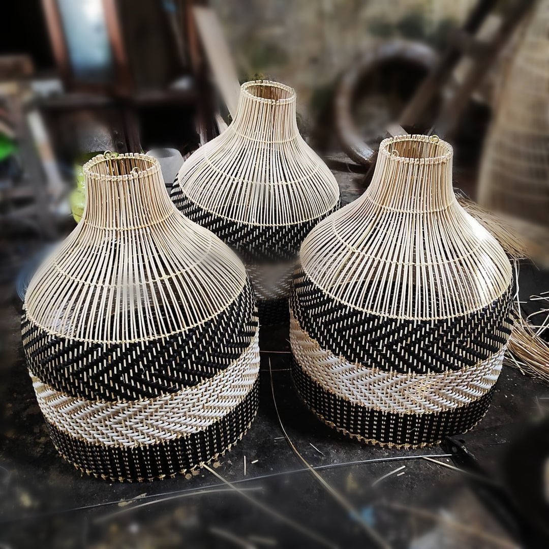 Tall Rattan Woven Light Fixture