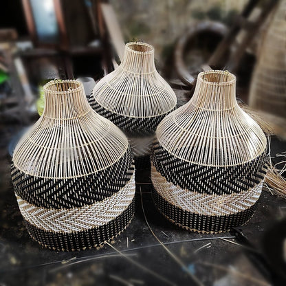 Tall Rattan Woven Light Fixture