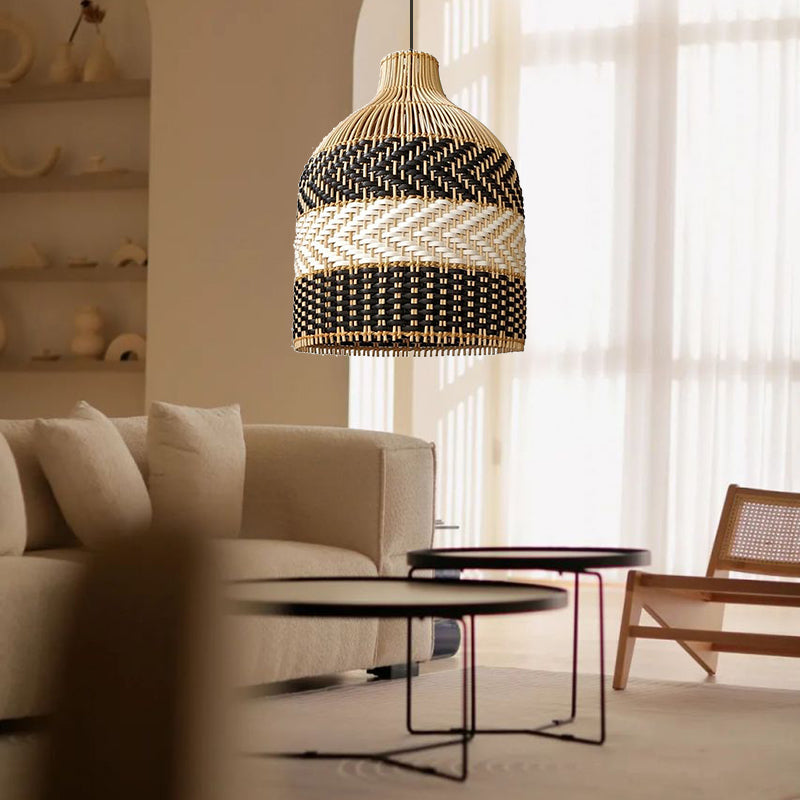 Tall Rattan Woven Light Fixture