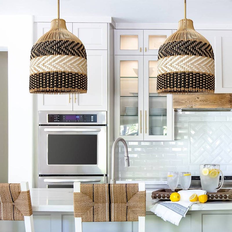 Tall Rattan Woven Light Fixture