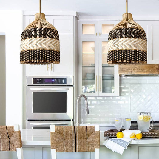 Tall Rattan Woven Light Fixture