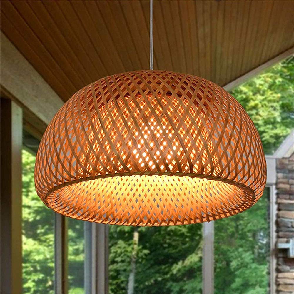 Natural Bamboo Chandelier Vintage Bamboo Woven Light-[Modern pendant lighting for bedroom and living space]-Demolights UK