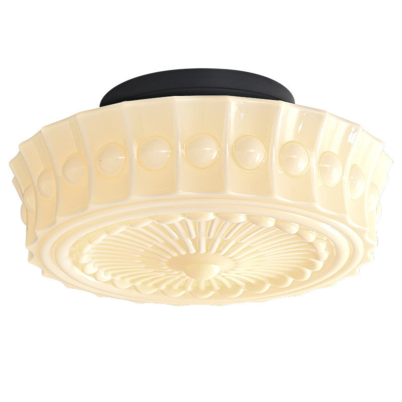 French Vintage Glass Flush Ceiling Light