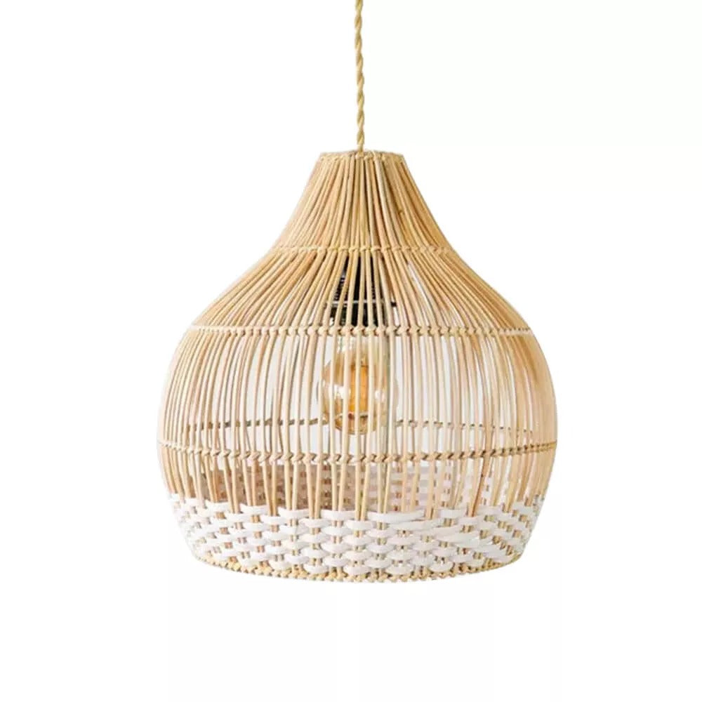 White Thread Woven Bamboo Pendant