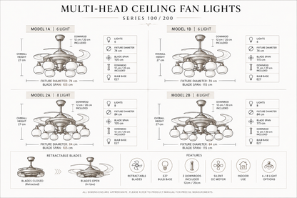 Walnut Retractable Ceiling Fan Light