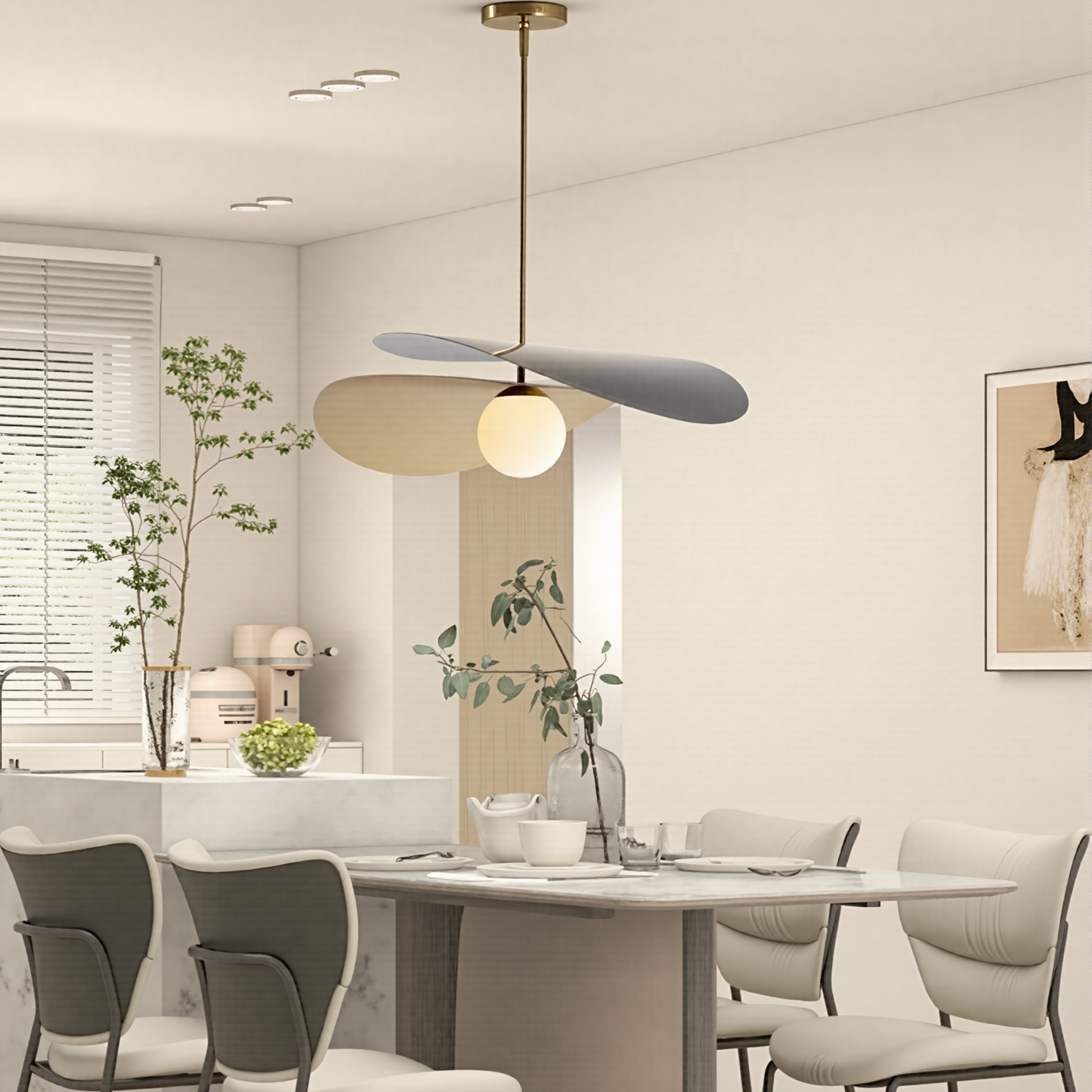 Layered Metal Petal Chandelier