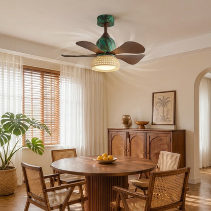 Retro Tropical Rattan Ceiling Fan