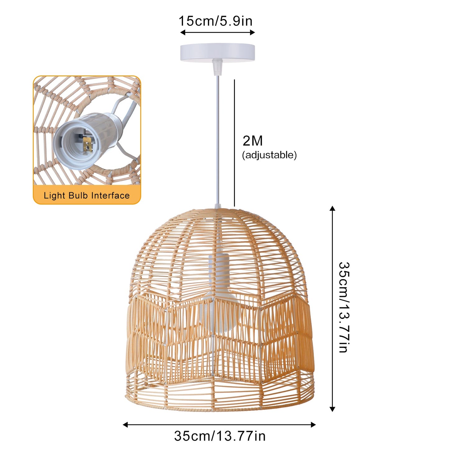 Handwoven Rattan Bamboo Ceiling Lamp