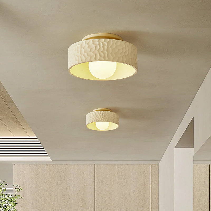 Cream Circular Hallway Ceiling Lamp