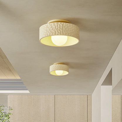 Cream Circular Hallway Ceiling Lamp