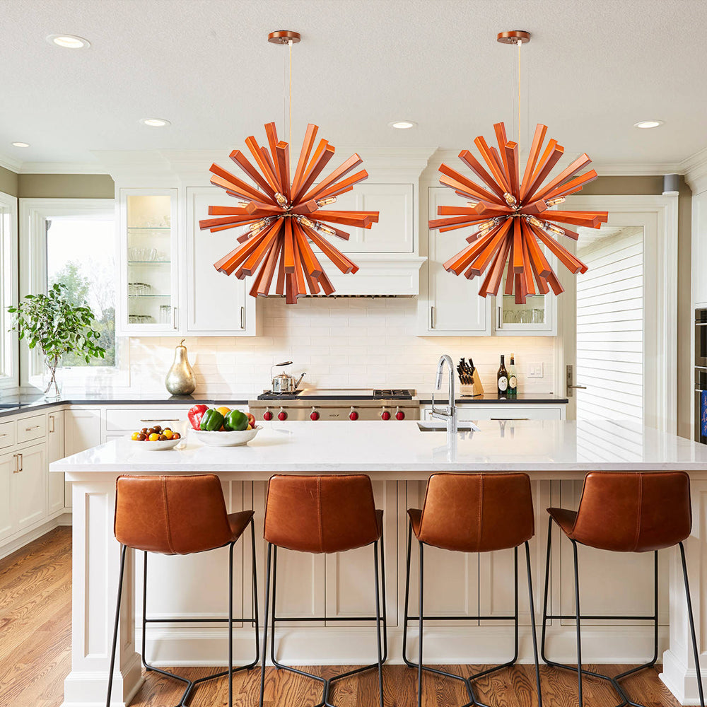 Solid Wood Starburst Chandelier