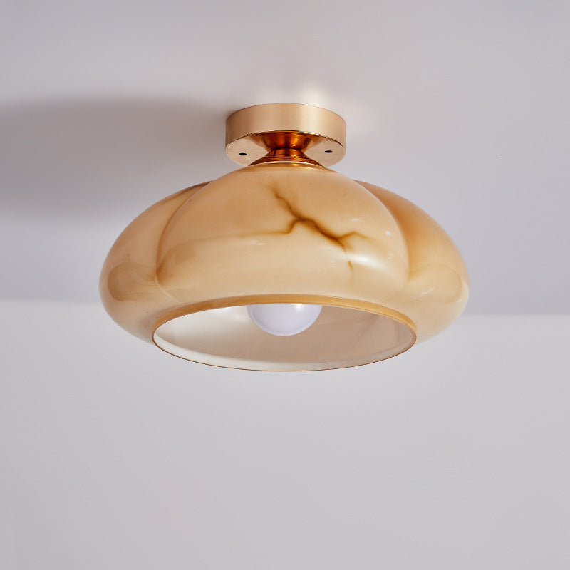 Amber Glass Flower Ceiling Lamp