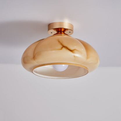 Amber Glass Flower Ceiling Lamp