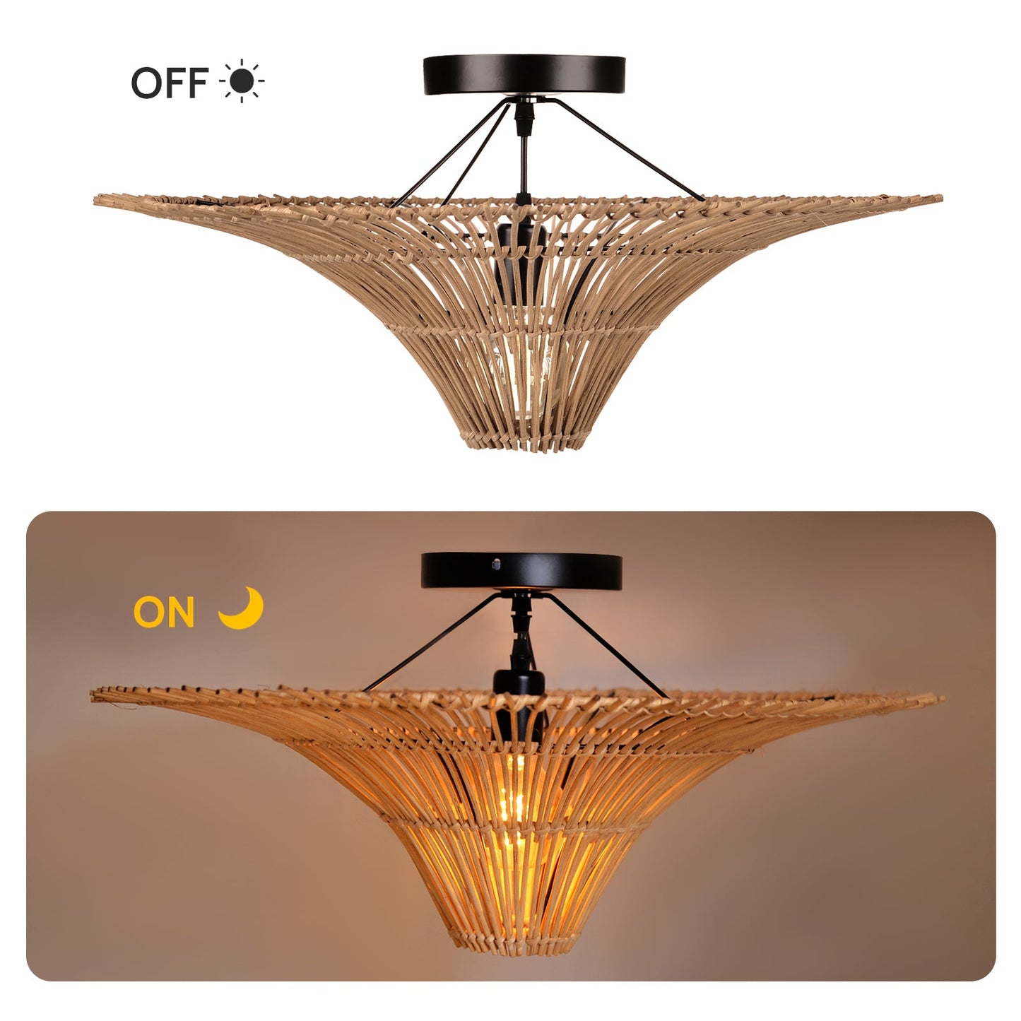 Large 80cm Rattan Pendant Light