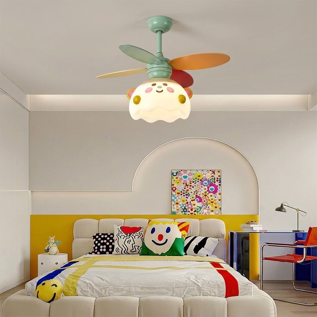 Kids Bear Ceiling Fan with LED Light