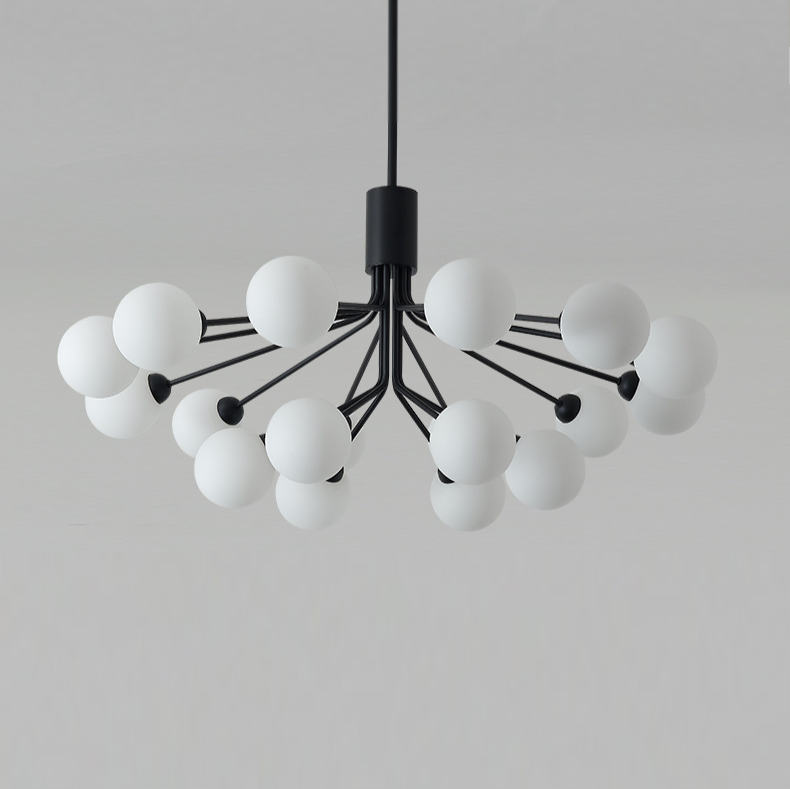 Matte Black Branching Globe Chandelier