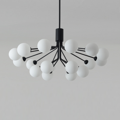 Matte Black Branching Globe Chandelier