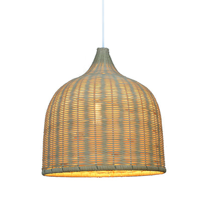 Hand-Woven Rattan Bell Pendant