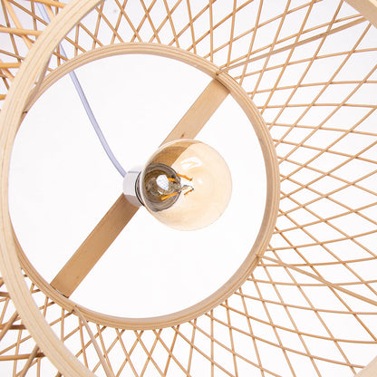 Boho Bamboo Wicker Hanging Lamp