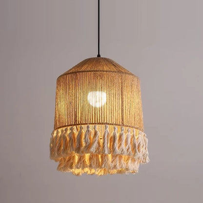 Jute Rope Fringe Tassel Pendant Light